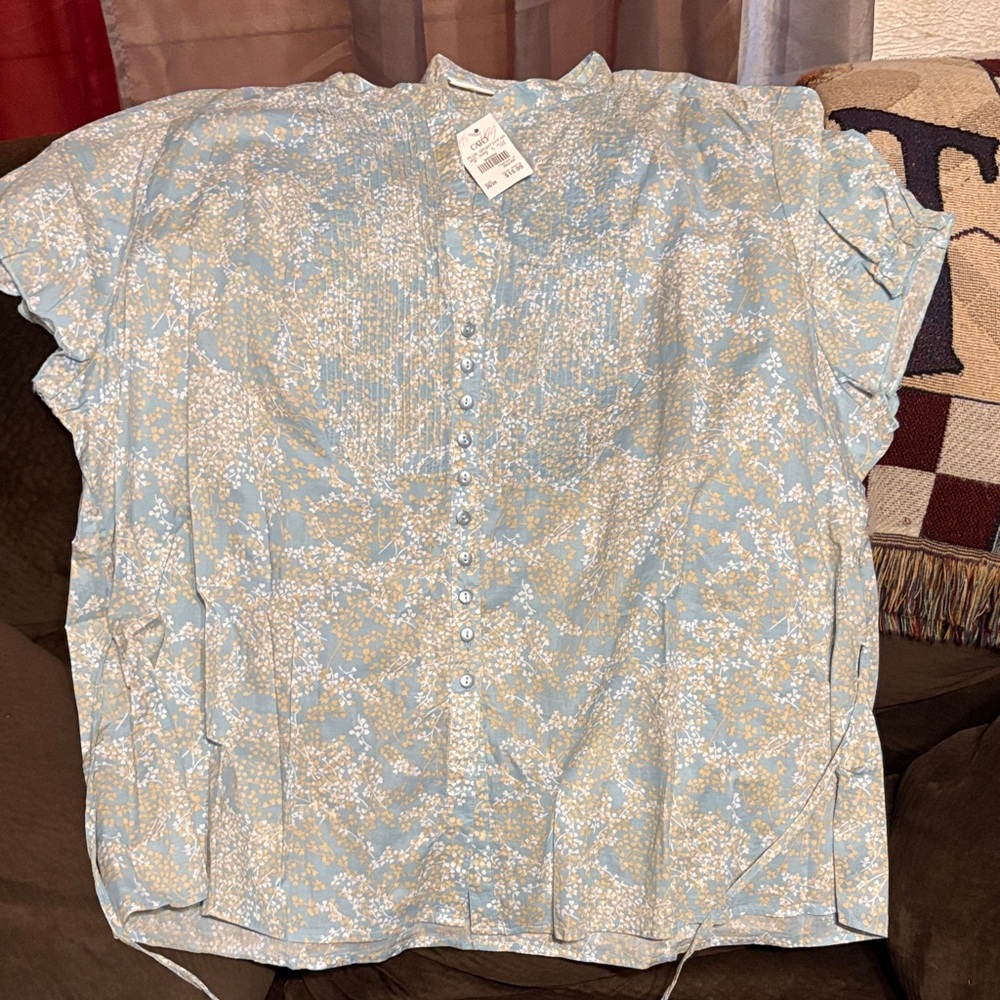 Cato Light Blue and White Casual Button Down Shirt